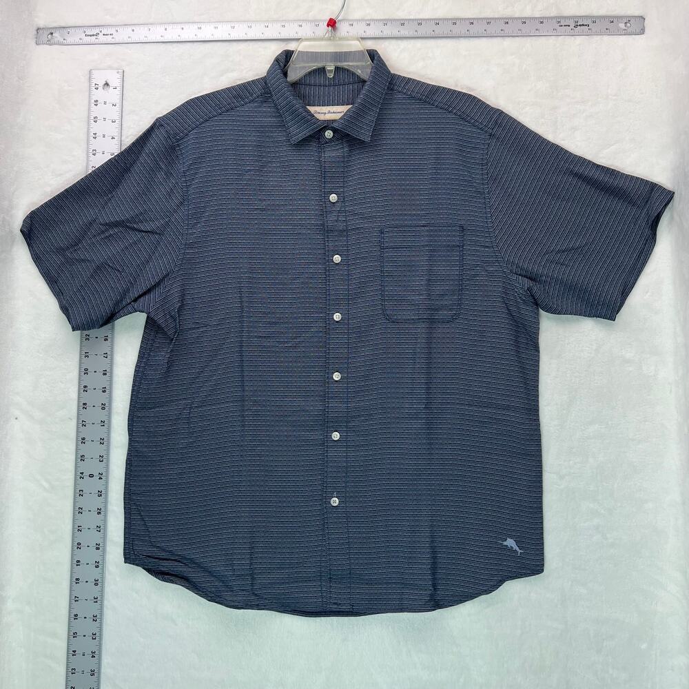 NWT Tommy Bahama Grand View Blue Short Sleeve Shirt Tencel Large